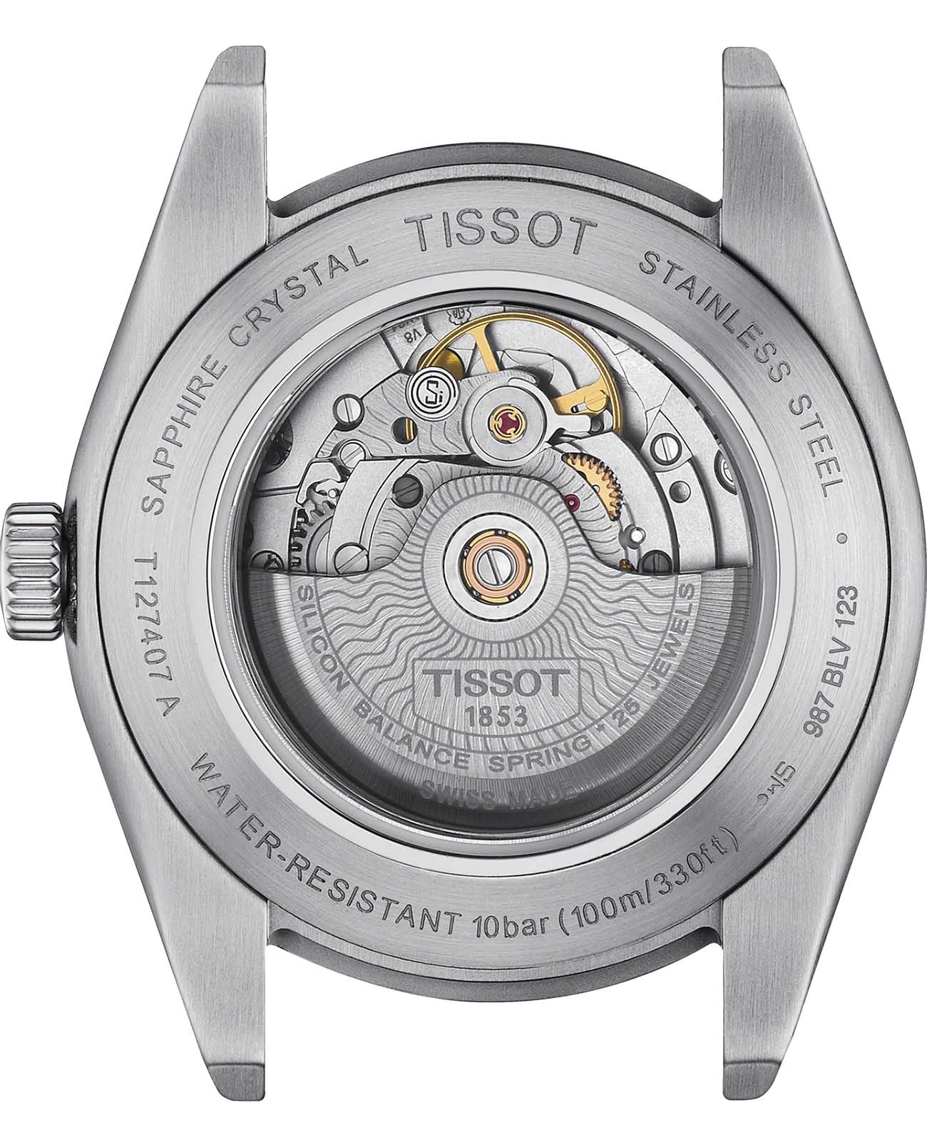 Tissot Tissot Gentleman Powermatic 80 Silicium T127.407.16.051.01, t-classic швейцария мужские часы на браслете кожаный боковой вид
